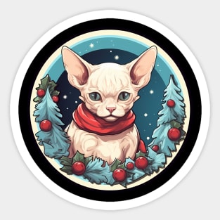 Devon Rex Cat Xmas, Love Cats Sticker